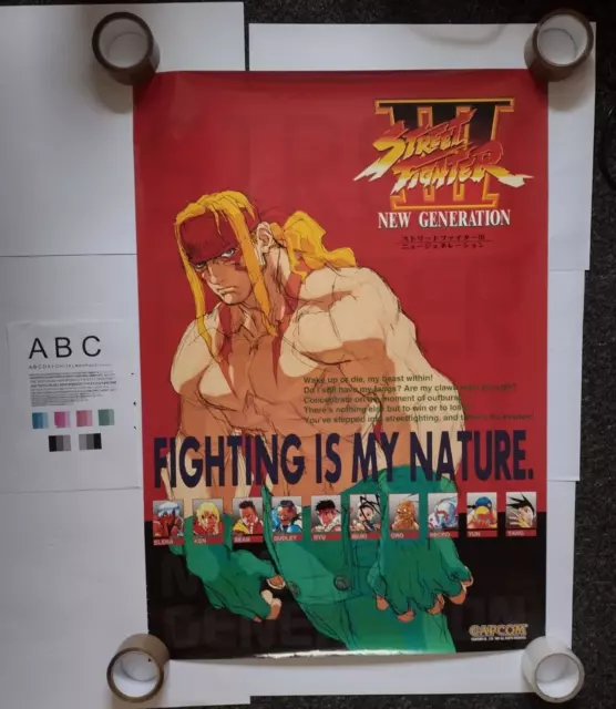 Street Fighter III - Póster muy grande - Capcom - Arcade - Promocional - Japón