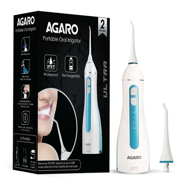 AGARO Oral Irrigator Portable Rechargeable IPX7 200ml Water Dental Flosser Oral