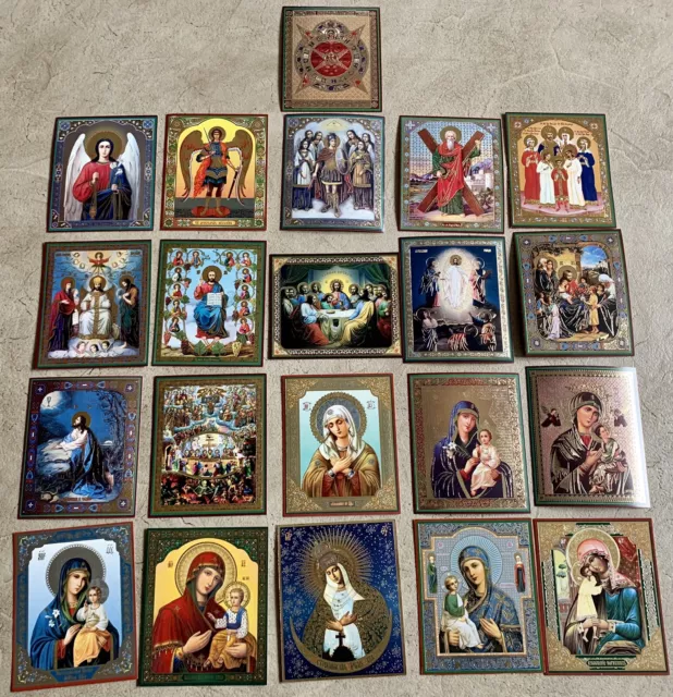 RUSSIAN CHRISTIAN ICONS  Bulk Of 21 Jesus Christ Mother Of God Archangels