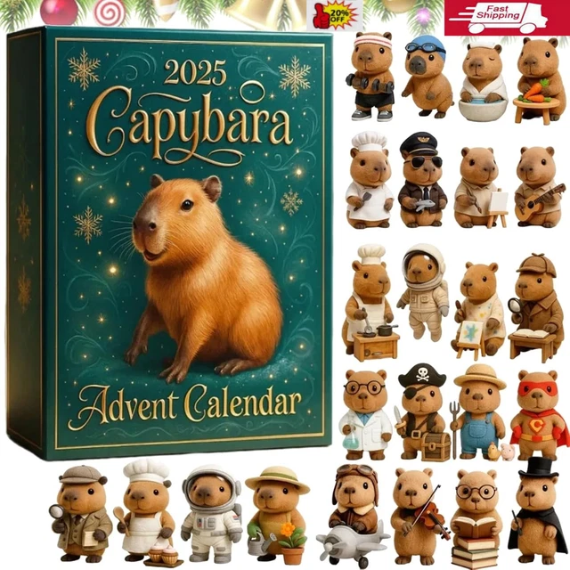 Capybara Advent Calendar 2025, 24 Days 2D Acrylic Capybara Ornament