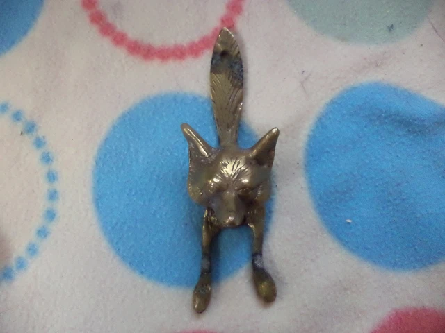 Reclaimed Antique Fox Brass Door Knocker Solid Brass Hinged 6 x 2 Inches