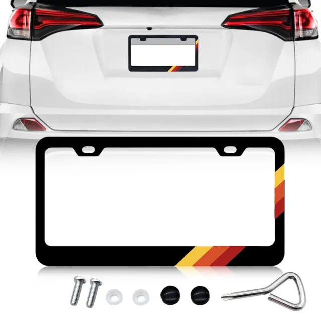 Tri Color Metal License Plate Frame Tag Cover Fit For Toyota Tacoma Tundra RAV4