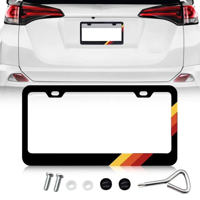 Tri Color Metal License Plate Frame Tag Cover Fit For Toyota Tacoma Tundra RAV4