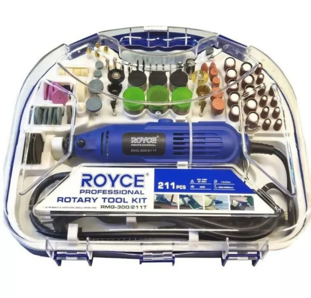 Kit mini trapano 211 pezzi + smerigliatrice rotante 300W puntefrese ROYCE RMG300