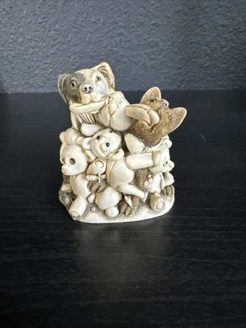 Harmony Kingdom Perished Teddies Dogs Rip Teddy Bears UK Made Box Figurine