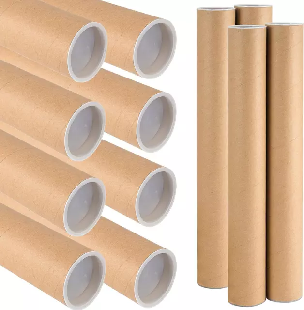 HOIGON 18 Pack 2 x 16 Inches Kraft Mailing Shipping Tubes with 50 White End Caps