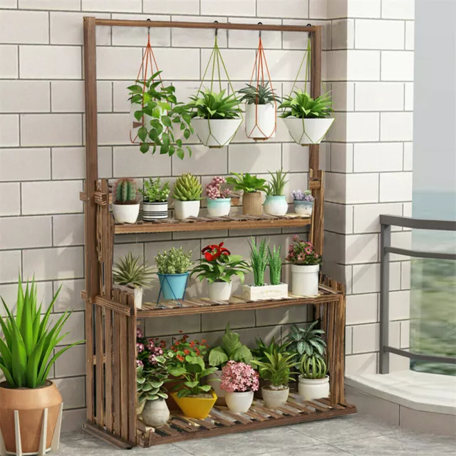 Heavy Duty Hanging Plant Stand Multiple Flower Potted Rack Planter Shelving Unit
