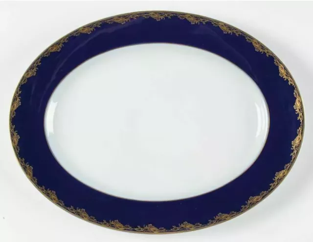 Frederick The Great Rosenthal Germany Navy & Gold Trim Oval Platter ~ 14.5"