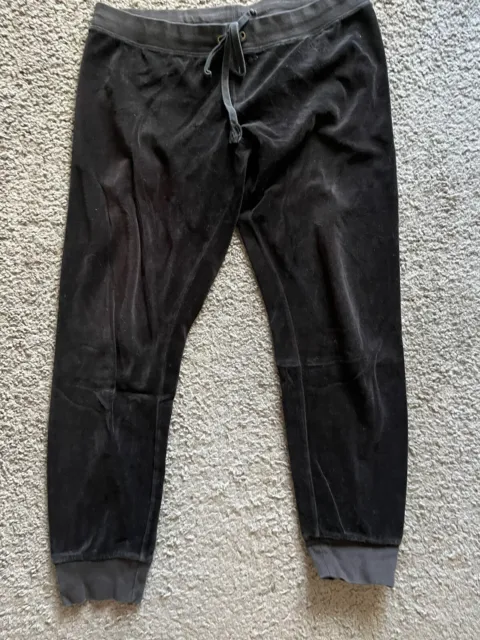 Juicy Couture Womens Velour Track Pants Large Black Y2K Lounge
