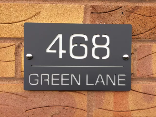 House Name Sign Door Number Street Road Black Slate Grey [Personalised] Custom