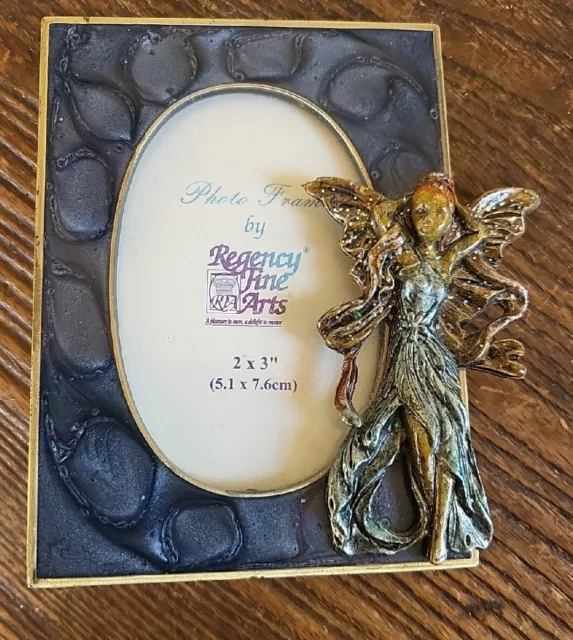 Regency Fairy Photo Frame Cast Metal Enamelled 9.4cm High Aperture 5cm x 7.6cm