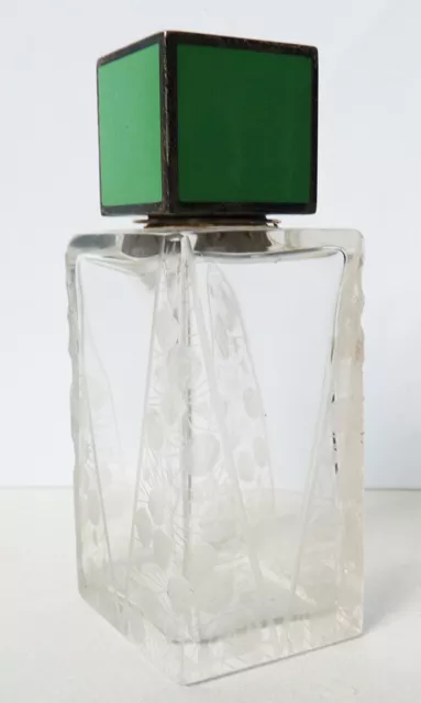 ART DECO circa 1925 SILVER + glass toilet necessities perfume bottle bottles 3