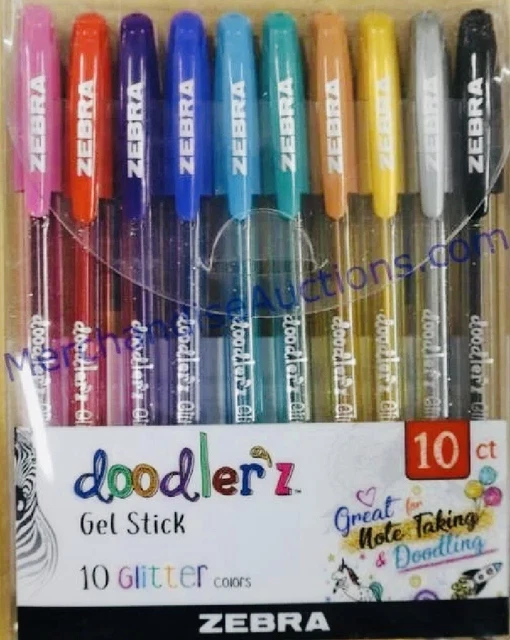 Zebra Z-Grip Glitter Pens - Doodler'Z - 1.0Mm - Assorted Glitter Colours - Pack