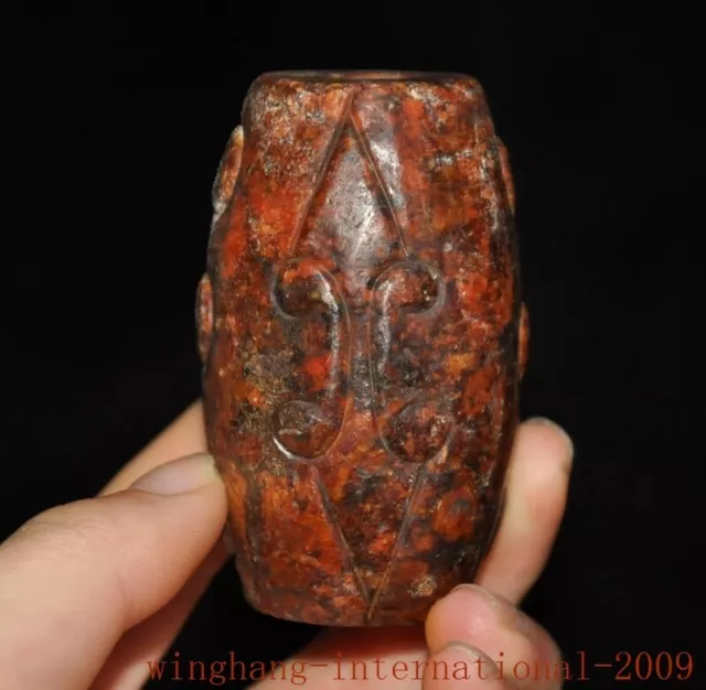 2.6"Collect China Hongshan culture old jade carved jade cong yucong zong