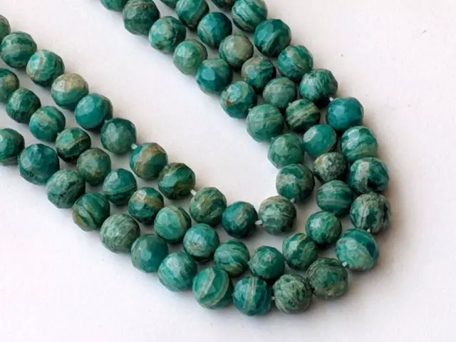 6-7mm Russian Amazonite Faceted Bead, Natural Round