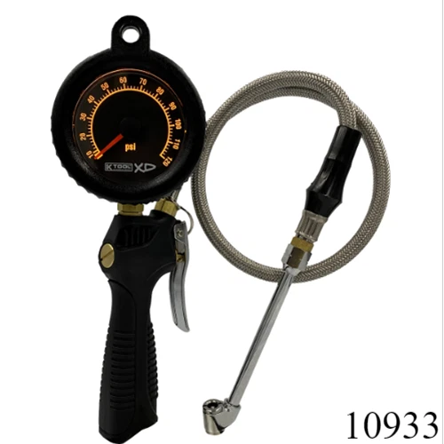 KTOOL AIR CHUCK Tire Inflator Backlit Dial Pressure Gauge 120 PSI Car