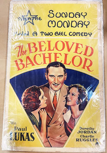 Beloved Bachelor! '31 P.lukas Romantic Rare Original U.s. W.c. Film Poster!