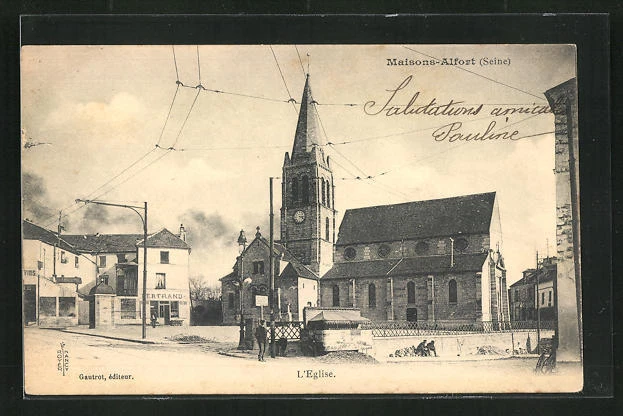 CPA Maisons-Alfort, L'Eglise, shop Bertrand