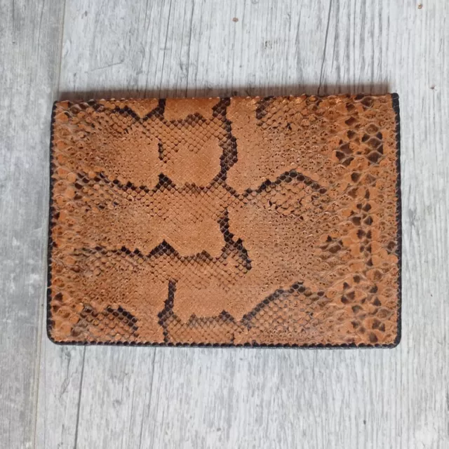 Portefeuille vintage en cuir 1970 pochette cuir seventies peau de serpent