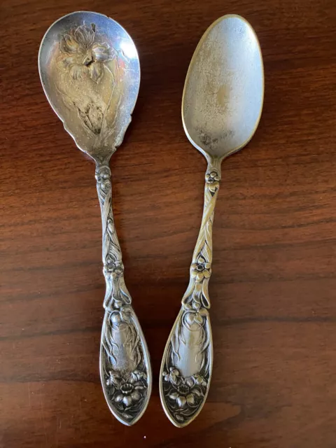 OXFORD SILVER PLATE - Narcissus (?) ~ TWO SPOONS