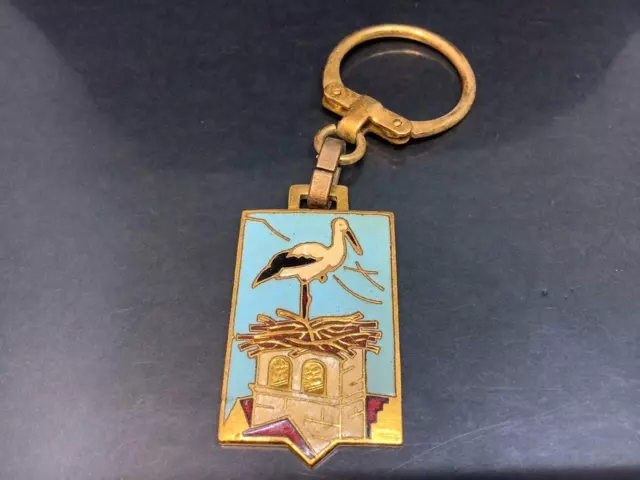 Vintage Souvenir Keyring STRASBOURG FRANCE Keychain SEAGULL Ancien Porte-Clés