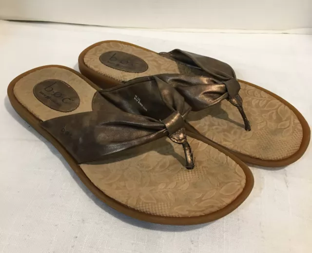 Born BOC Womens Size 10 Thong Sandal Flip Flop Slide Metalic Brown Vegan