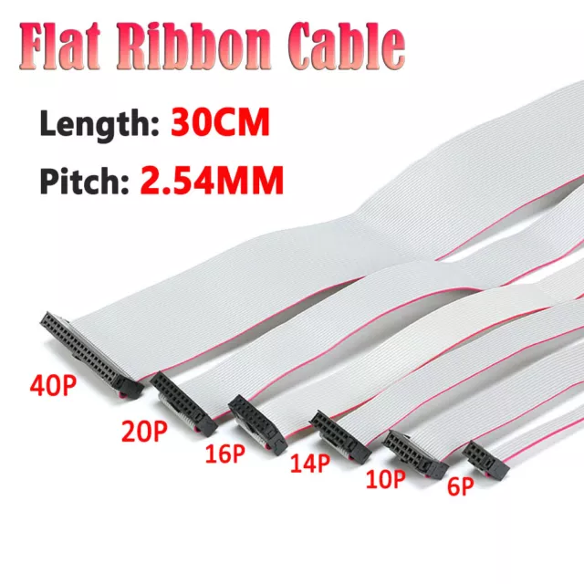 FC- 6/10/14/16/20/40 Pin 30CM IDC Box Header Flat Ribbon Data Cable 2.54mm Pitch