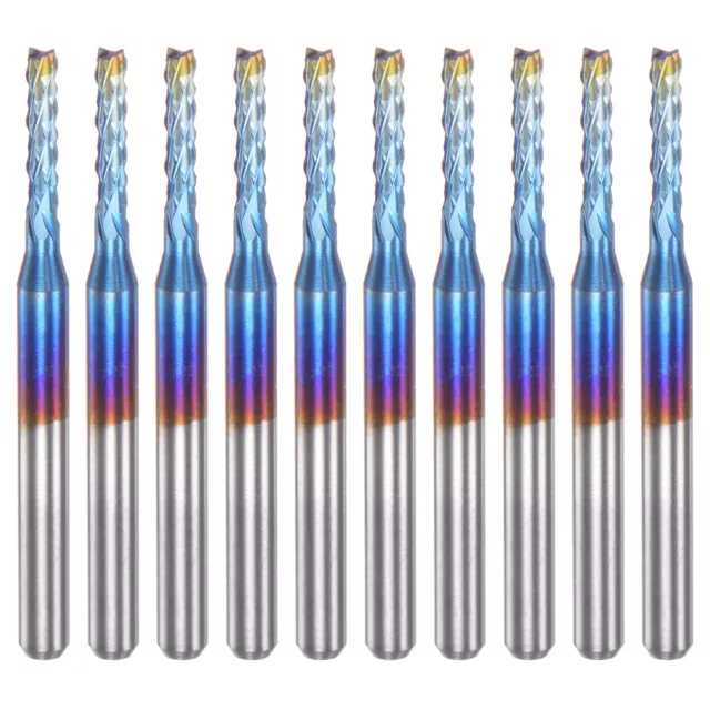 10pcs 1/8" Shank 2mm Tungsten Carbide Blue Coated End Mill CNC Router Bits