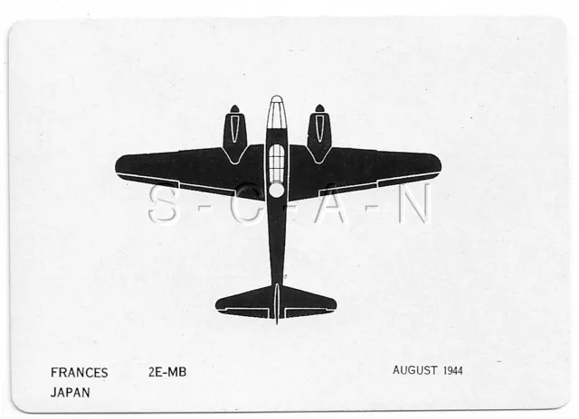 WWII Double Sided Recognition Photo Card- Airplane- Frances Bomber- Japan- 1944