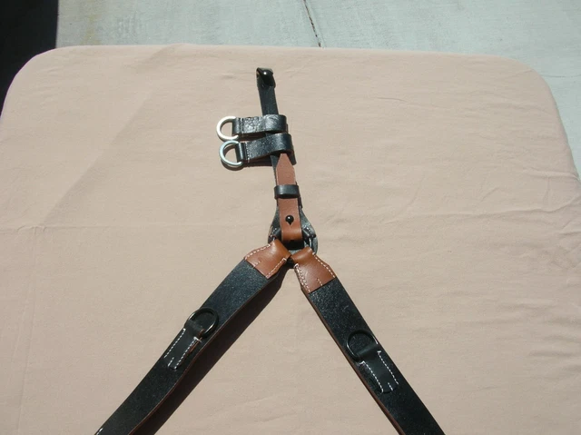 Wwii German Leather Reproduction 'Y' Straps W/ Belt Loops