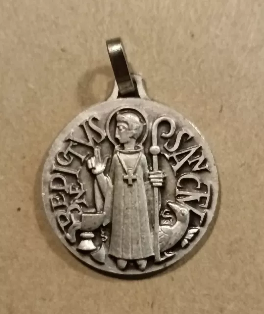 Rare Médaille Religieuse Ancienne Saint Bénédicte