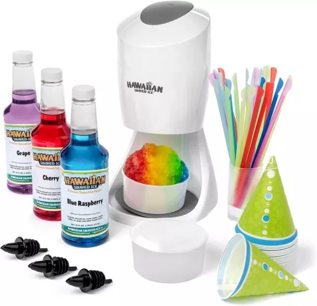 Shaved Ice and Snow Cone Machine with 3 Flavor Syrup Pack and Accessories S900A 2