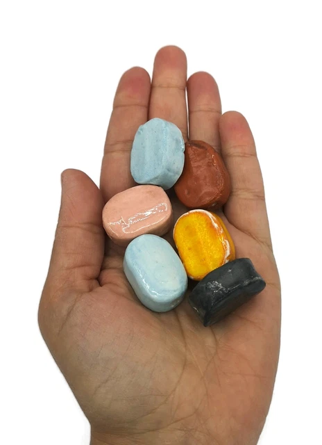 6Pc Assorted  Large Oval Handmade Ceramic Beads For Jewelry Making, 2 mm Hole