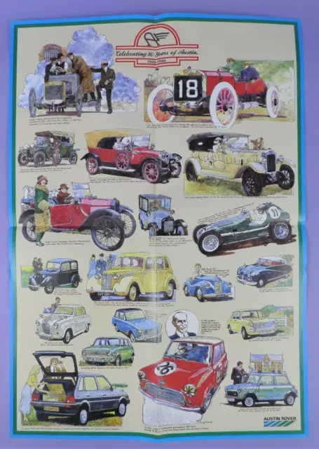 Original 1980s Austin Rover Poster - Celebrating 80 Years of Austin 1906-1986