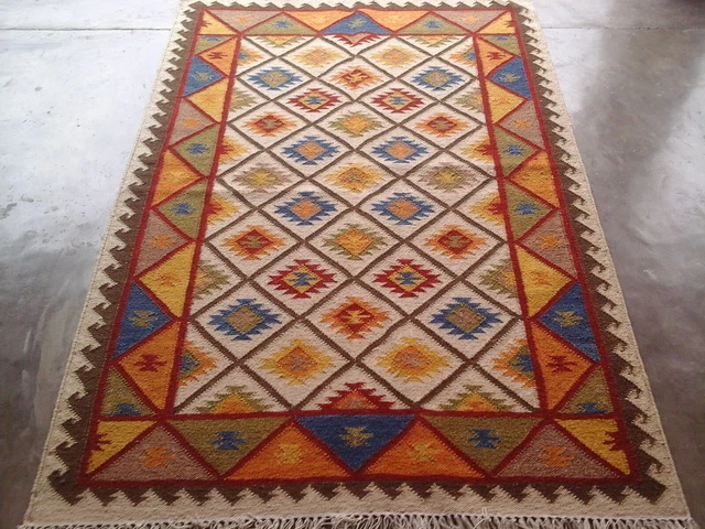 Hand Woven Traditional Ghazni Wool Kelim Large Afghan Kilim Rug 4x6 feet Carpet