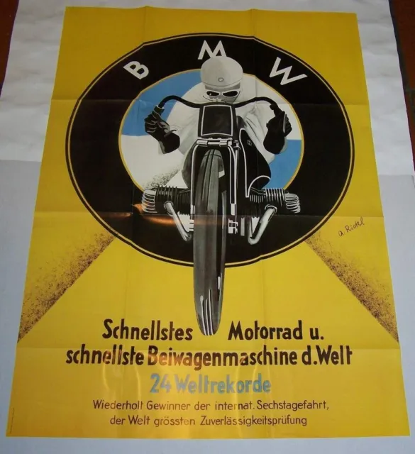 Plakat 1935 BMW - das Motorrad der Siege und Weltrekorde 83x57 cm Motorsport RP
