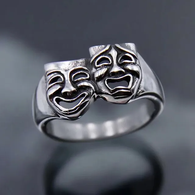 Metal Cry and Smile Ring for Man Femmes Bon couple poli cadeau bijoux de moDC