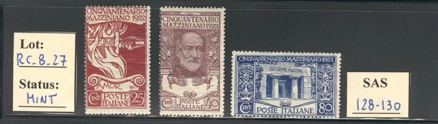 RC_8_27. ITALIA.1922 "50th ANNIV. GIUSEPPE MAZZINI" set. Scott 140-142. MH