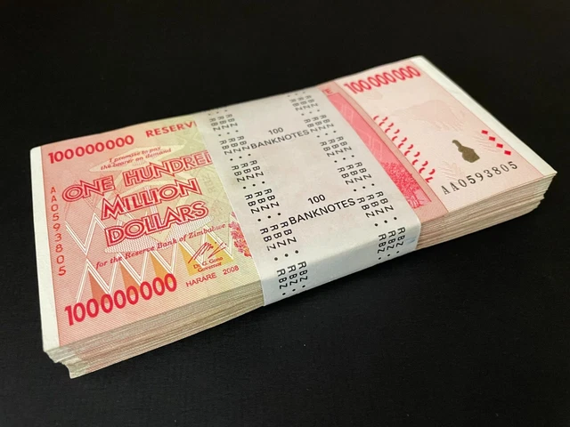 Zimbabwe  100 x 100 Million Dollars 2008 - Pick- 80 - Bundle 100 PCS USED