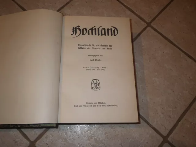 Hochland, Monatsschrift Wissen, Literatur, Kunst, Karl Muth, Okt. 1905 bis März