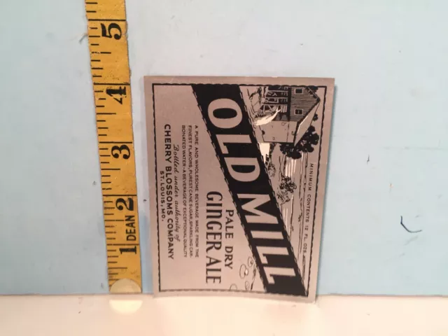 Vintage Old Mill Pale Dry Ginger Ale Label Cherry Blossoms Co.