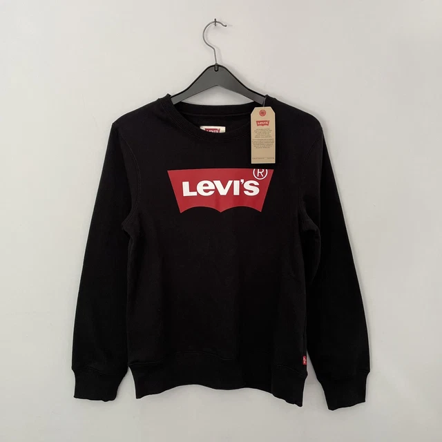 Felpa Ragazzi Levis - Età 12 - Nero/Rosso - Maglione Nuova Con Etichette