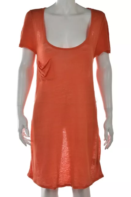 Patterson J Kincaid Womens Dress Size M Orange Shirt Short Sleeve Knee Length