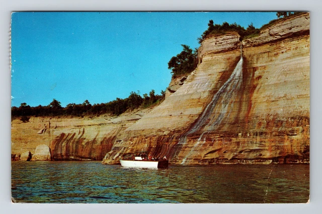 Munising MI- Michigan, Scenic Bridal Veil Falls, Vintage Postcard