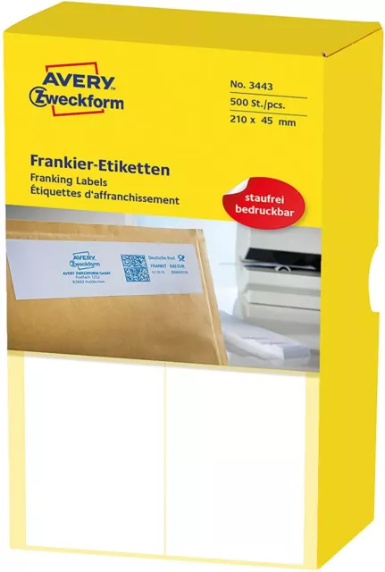 AVERY Zweckform 3443 Frankier-Etiketten (für Francotyp-Postalia, Papier matt, 21