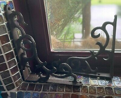 2 French Victorian Window Corners Door Corbels Brackets Vintage Cast Iron Metal