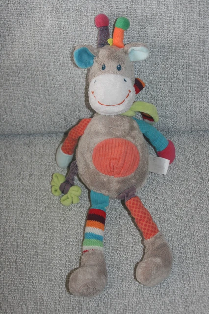 Nicotoy Simba Doudou Peluche Girafe Zoe Gris Beige Bleu 45Cm Rond Rouge Bon Etat