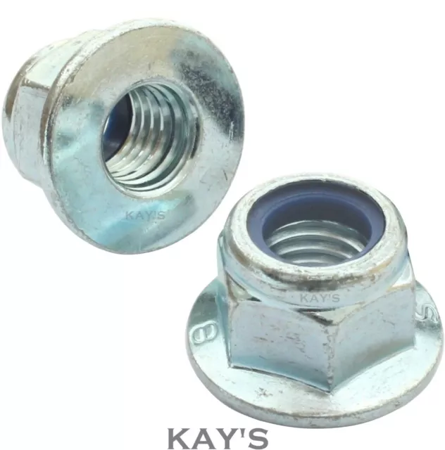 Flanged Nyloc Nuts Flange Nylon Insert Locking Nut Zinc Plated M5 M6 M8 M10 M12 2