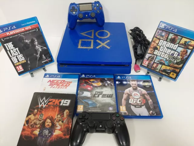 Days Of Play Blue Sony Playstation 4 Slim 500Gb Console 2 Controllers & 6 Games