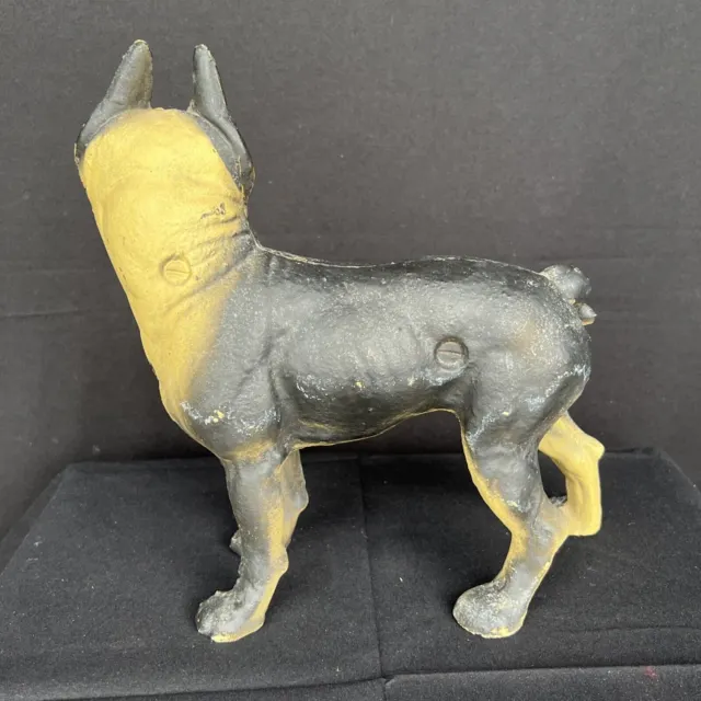 Gorgeous Antique Cast Iron Boston Terrier French Bulldog Door Stop 10” 3